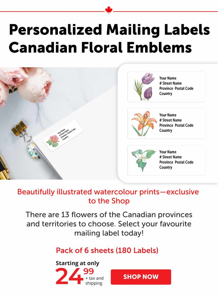 Personalized mailing labels - Canadian Floral Emblems