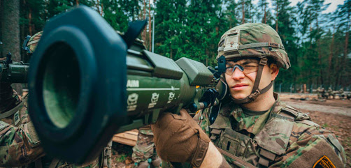 Army 1st Lt. Alex Heeschen operates an AT4 anti-tank rocket during training in Bemowo Piskie, Poland, March 19, 2020. - ALLOW IMAGES