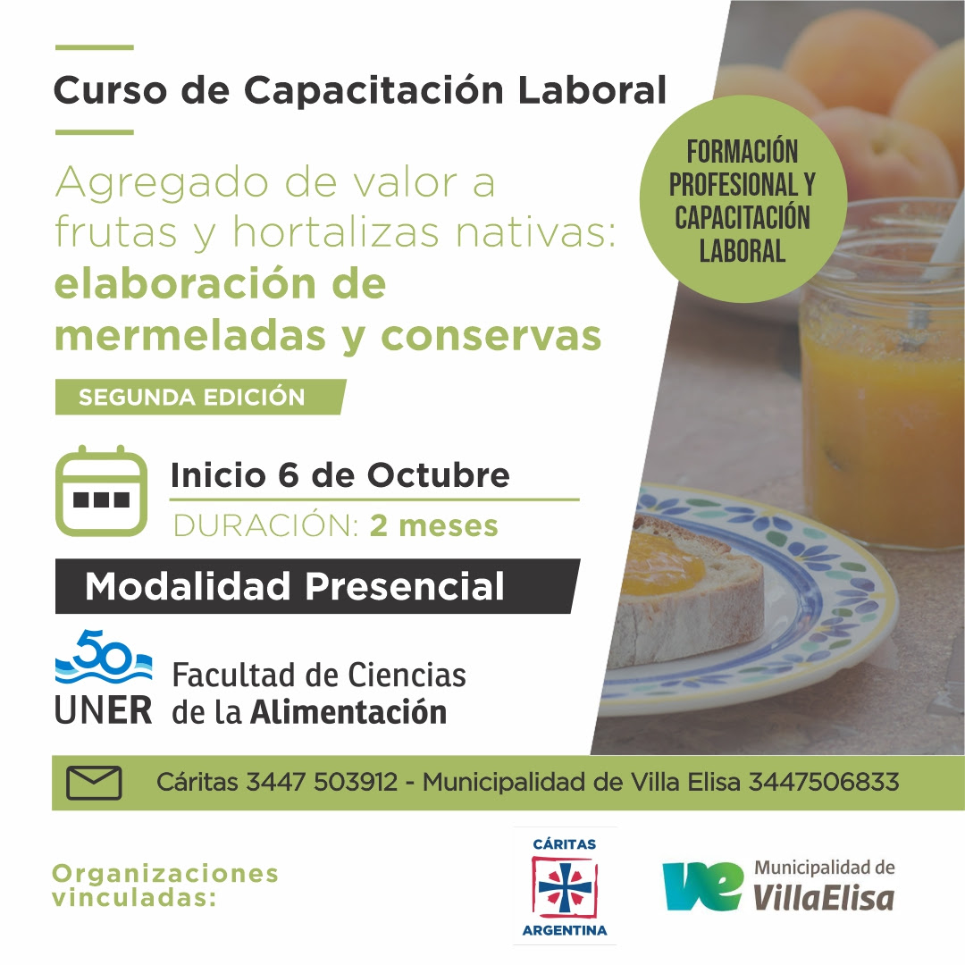 Se dictará un curso gratuito de elaboración de mermeladas y conservas