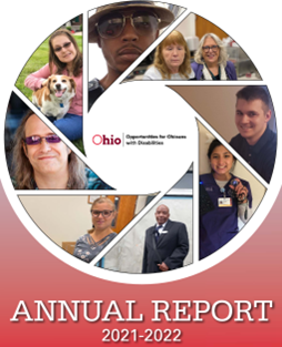 Kaleidoscope design featuring photos of  OOD participants  TEXT:  OOD Logo Annual Report 2021-2022