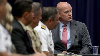 Whitaker participates in a US Department of Justice roundtable discussion