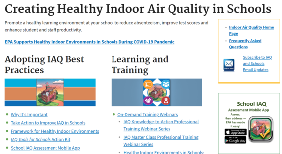 EPA Indoor Air Quality website screenshot