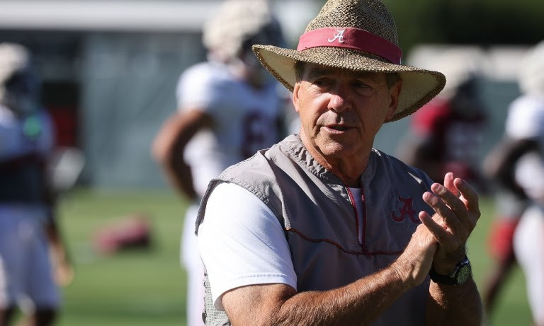 Alabama head coach Nick Saban during prep week for Arkansas