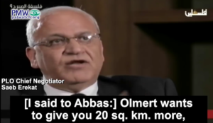 PLO negotiator: In 2008, Israel offered “Palestinians” state larger than West Bank and Gaza, Abbas said no