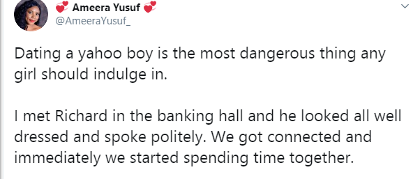 Dating a yahoo boy is the most dangerous thing - Nigerian lady recounts how her boyfriend almost used her for ritual