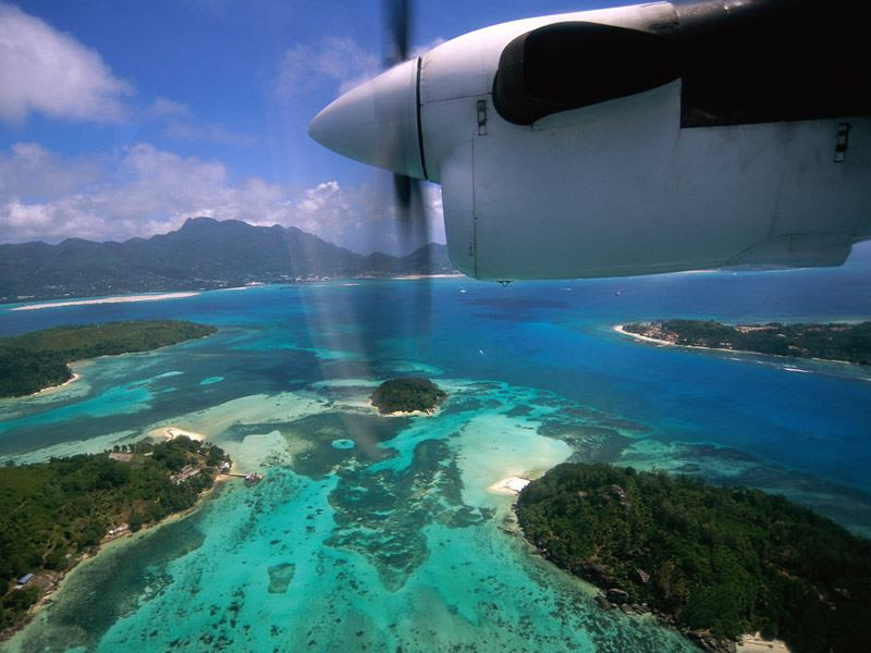 flying over st anne marine park seychelles