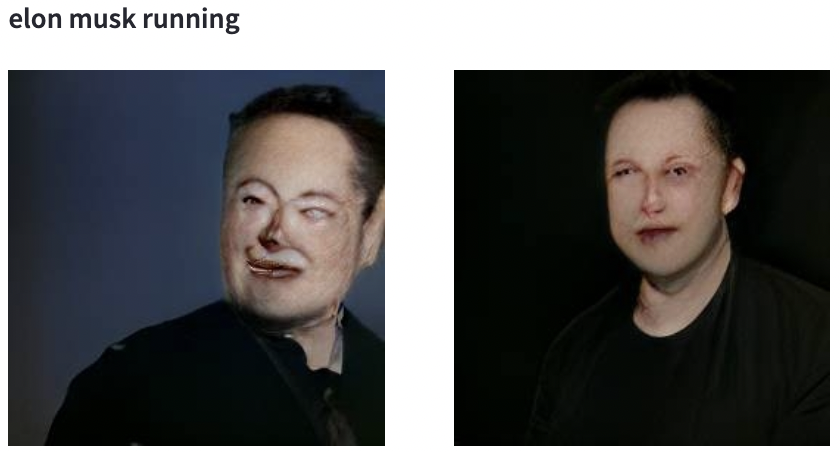 Resultados DALL-E “Elon Musk running”