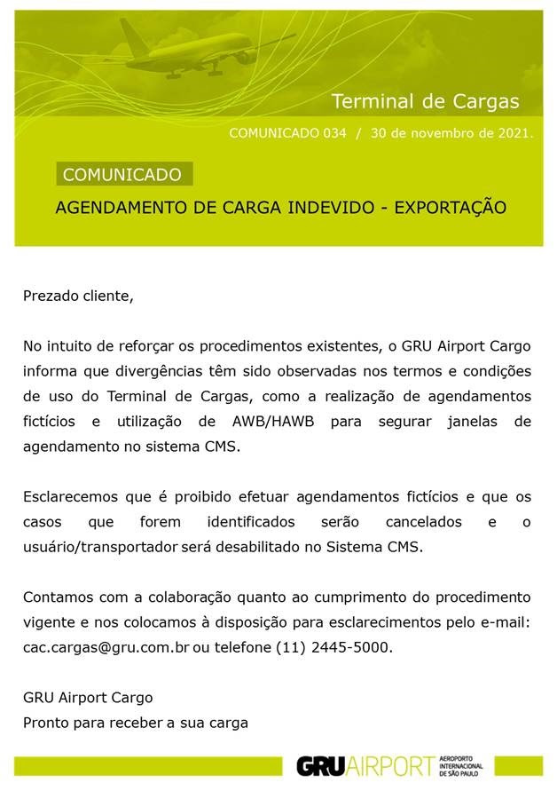 COMUNICADO GRU AIRPORT 034