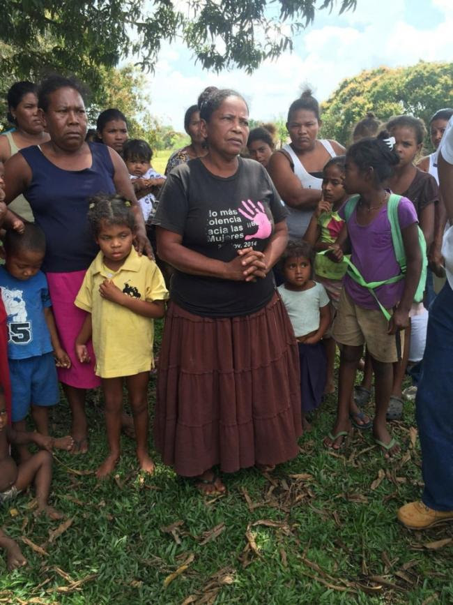 Miskitu women denounce violence - this woman's daughter (yellow shirt) was shot in the head by colonos (Photo by Courtney Parker)