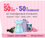 Flat 50% Off* + 50% Cashback* on Handpicked Products