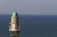 A minaret seen towering over the Mediterranean sea, near Tel Aviv-Yafo / Jaffa. (file)