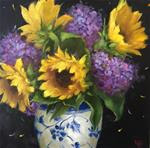 Sunflowers in Blue & White vase - Posted on Monday, March 9, 2015 by Krista Eaton