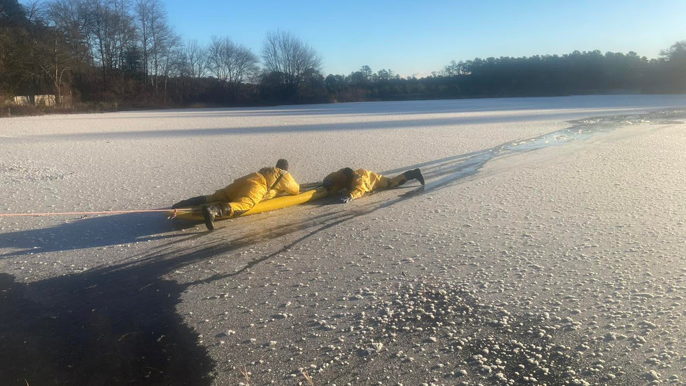  Wareham crews rescue dog that fell through ice