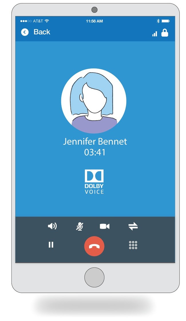 Deltapath Mobile with Dolby Voice delivers crystal clear, high quality audio and noise cancellation so everyone is heard. You can conveniently turn your smartphone into a speaker phone where participants don't have to awkwardly huddle around the microphone as our state-of-the-art technology allows your mic to pickup voices up to 15 feet away.