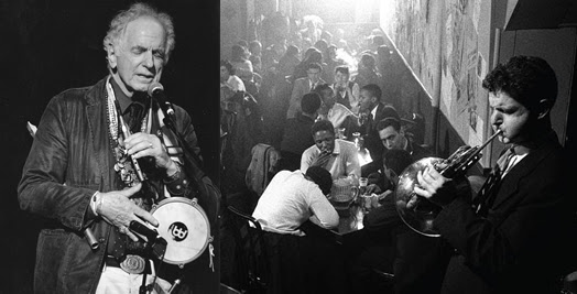 THE RENAISS ANCE MAN: David Amram today (left) and back in 1957, jamming on French horn at the Five Spot in New York City.