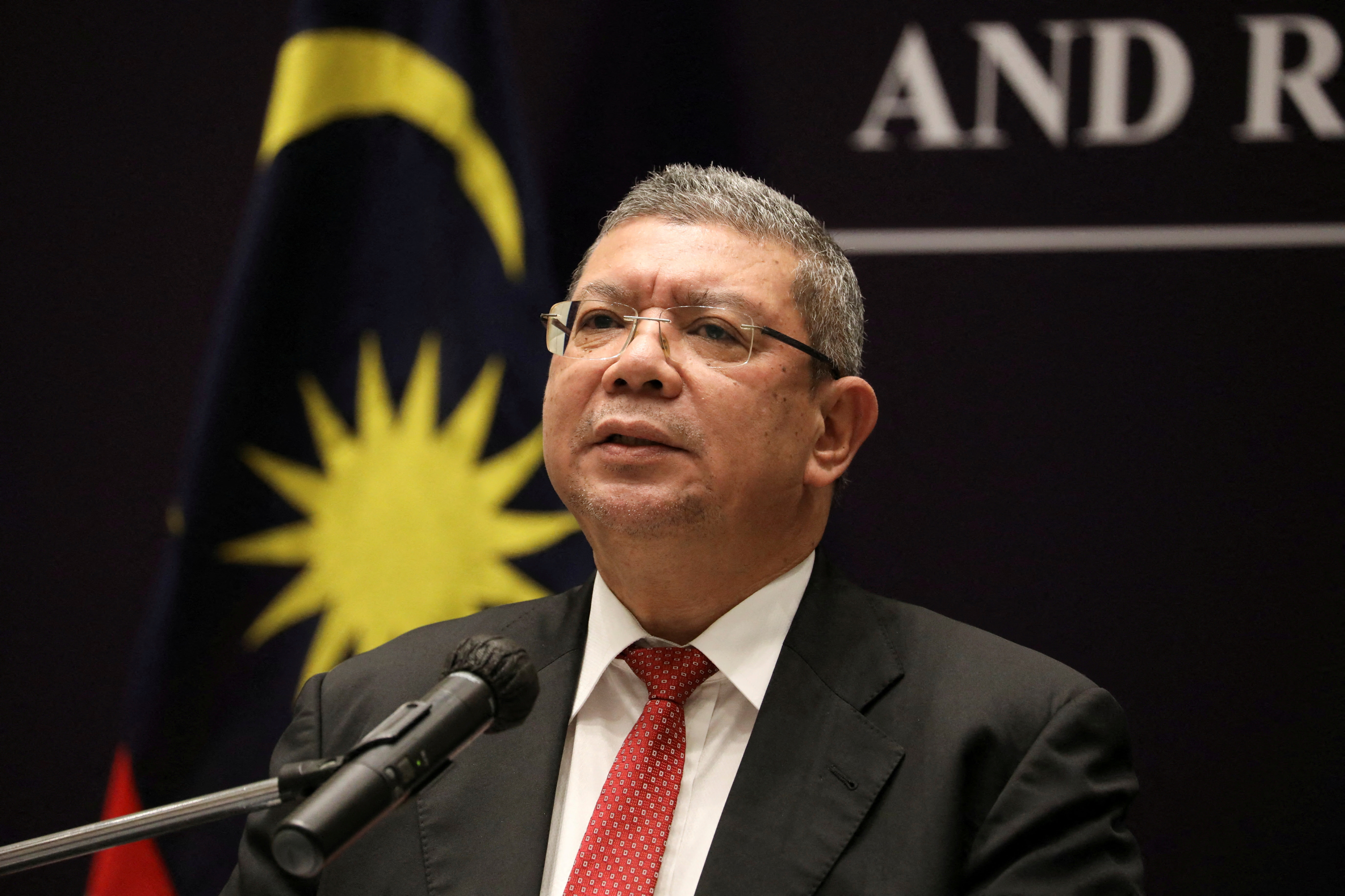 Malaysia's Foreign Minister Saifuddin Abdullah speaks during a news conference after ASEAN Summit in Kuala Lumpur, Malaysia, October 28, 2021. REUTERS/Lim Huey Teng/File Photo