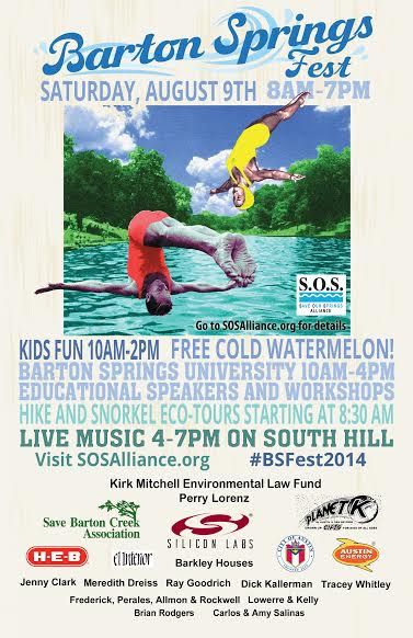 Barton Springs Fest is on Saturday, August 9th.