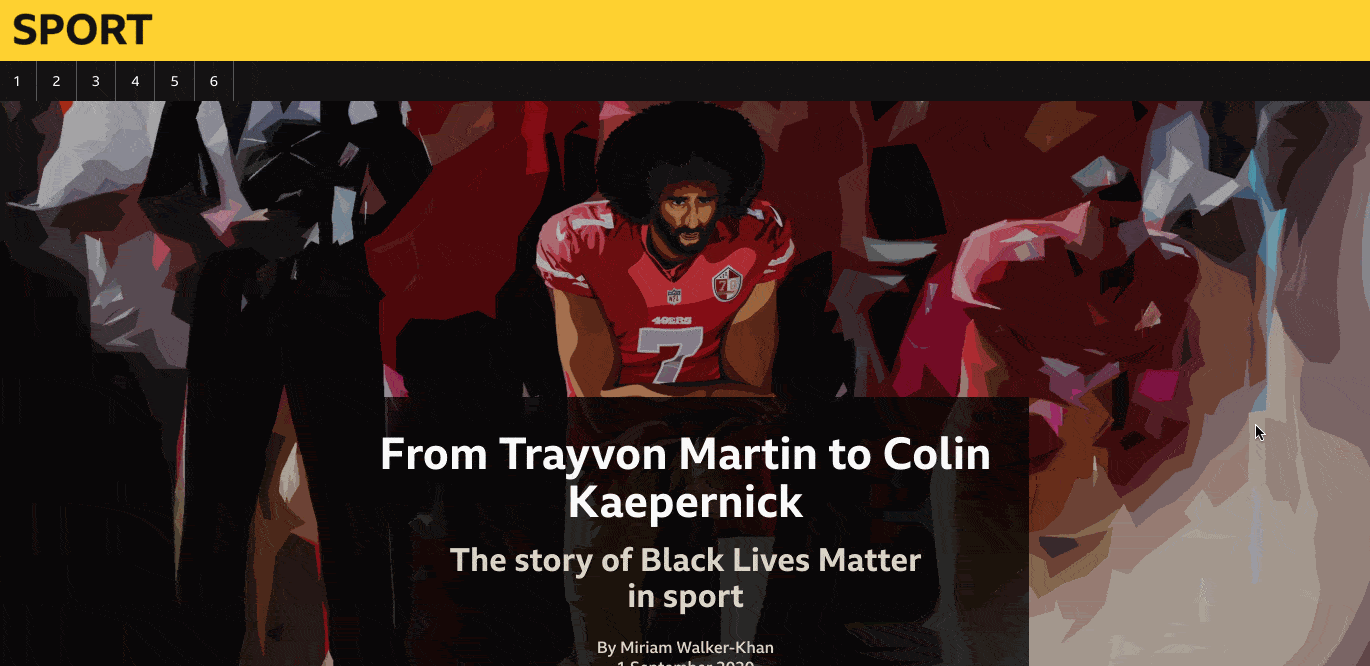 BBC story about the role of Black Lives Matter in sports.
