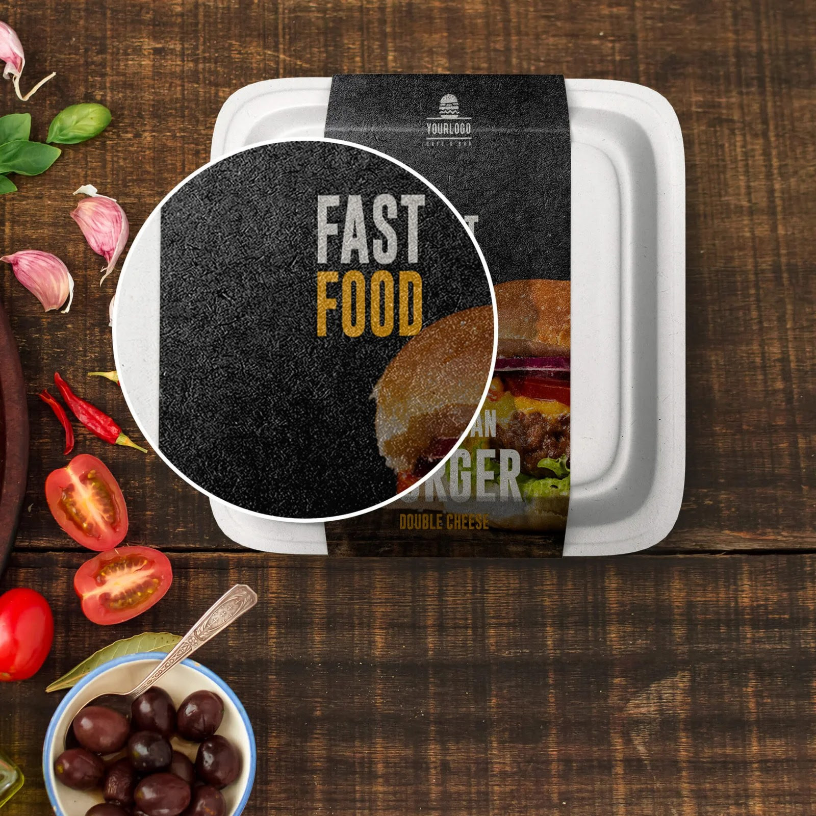 Free Fast Food Packaging Mockup PSD Template Mockup Den