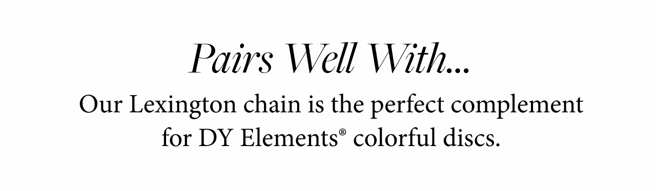 Pairs Well With Our Lexington chain is the perfect complement for DY Elements® colorful discs.