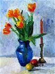 Flame Tulips, Orange Candle - Posted on Sunday, March 8, 2015 by Carol Steinberg