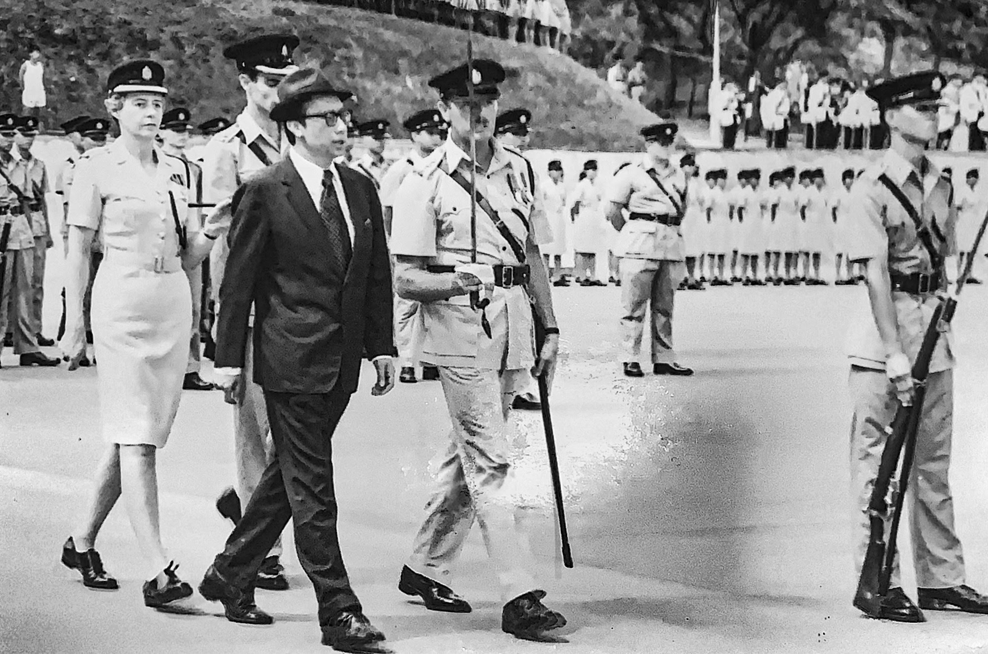 Hilton Cheong-Leen attends a police parade in the 1970s. Photo: Handout