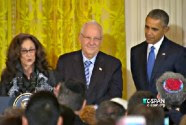 Preisdents Rivlin and Obama hear Susan Talve talks about the White House agenda in the name of Judaism.