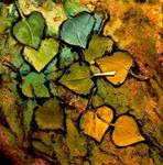 Mixed Media Aspen Leaf Collage Art Painting "Pond Series" by Colorado Mixed Media Abstract Artist Ca - Posted on Sunday, January 18, 2015 by Carol Nelson