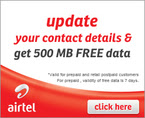 500MB 3G Data Free For Airtel Users