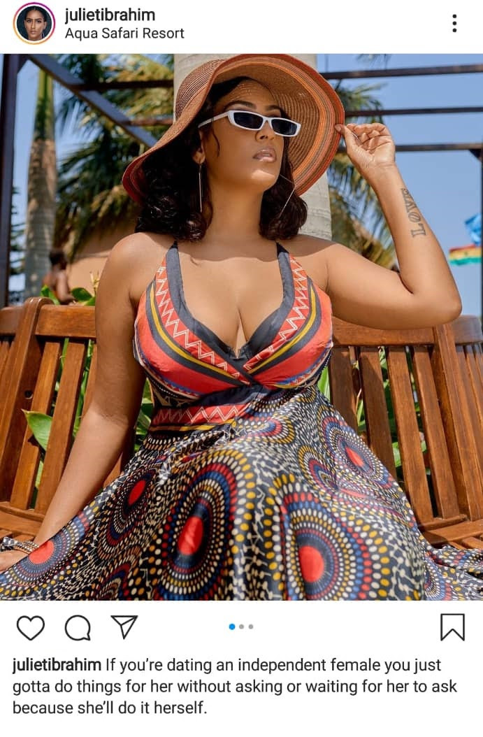 If you?re dating an independent female, do things for her without asking or waiting for her to ask - Actress, Juliet Ibrahim tells men