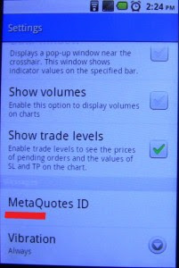 MetaTrader мобильного MetaQuotes ID
