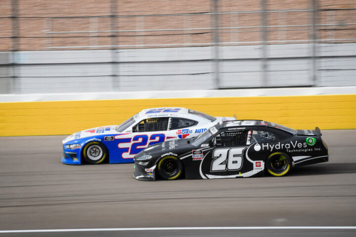 2021 NXS driver Santino Ferrucci in the No. 26 Sam Hunt Racing, Toyota Supra HydraVes Technologies on track at Las Vegas Motor Speedway for the Alsco Uniforms 300. (Photo Credit: Daylon Barr Photography)