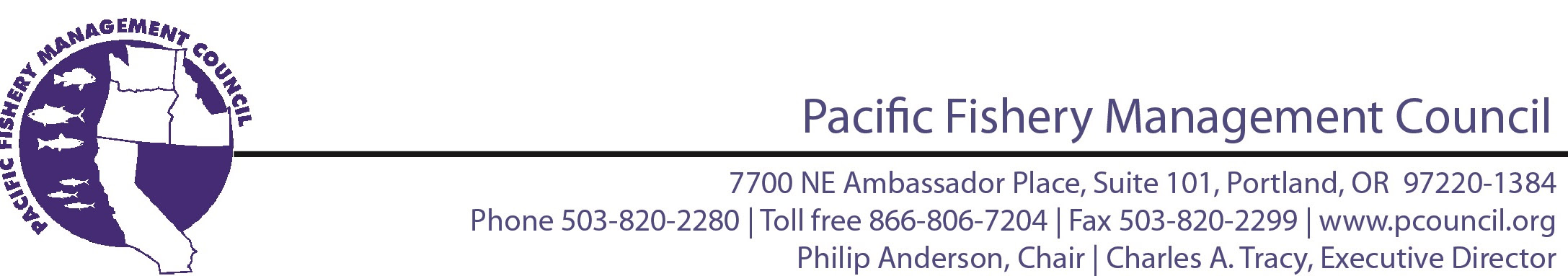 Pacific Fishery Management Council, Philip Anderson, Chair; Charles A. Tracy Executive Director