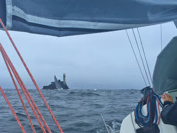 J/111 BLUR- sailing past Fastnet Rock