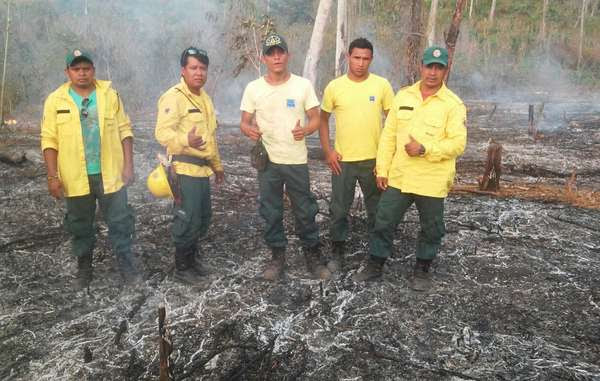 Indigenous firefighters in Arariboia Indigenous territory, Brazil.
