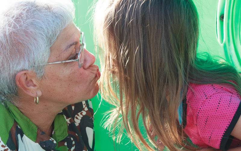 A grandmother with her granddaughter