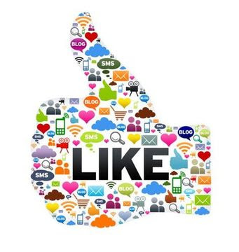 Thumbs up illustration made of social and web icons to illustrate SNAP - Social Network Auto Poster