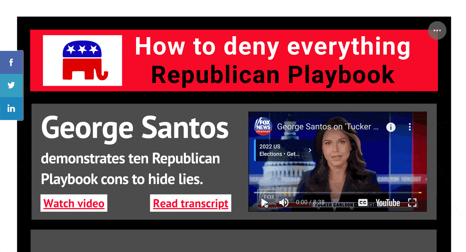 George Santos shows how to like a pro with ten cons from Republican Playbook