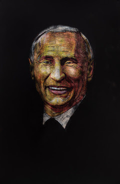 Pecarka Jan_Vladimir Putin Laughing_wax and acrylic on paper_72 x 47 inches_2018