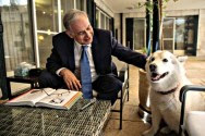 Prime Minister Netanyahu with his dog Kaiya (when she was not biting him).