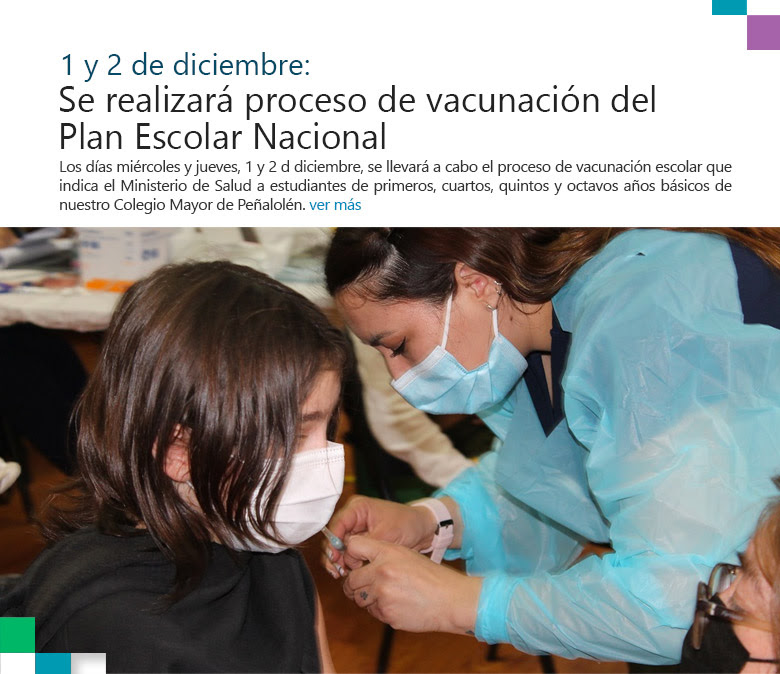 1 y 2 de diciembre: Se realizará proceso de vacunación del Plan Escolar Nacional