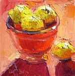 Lemons in Persimmon Bowl, Brick Cloth - Posted on Thursday, January 8, 2015 by Carol Steinberg