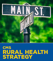 Thumbnail image of the CMS Rural Health Strategy, showing a street sign of Main Street and Washington Street
