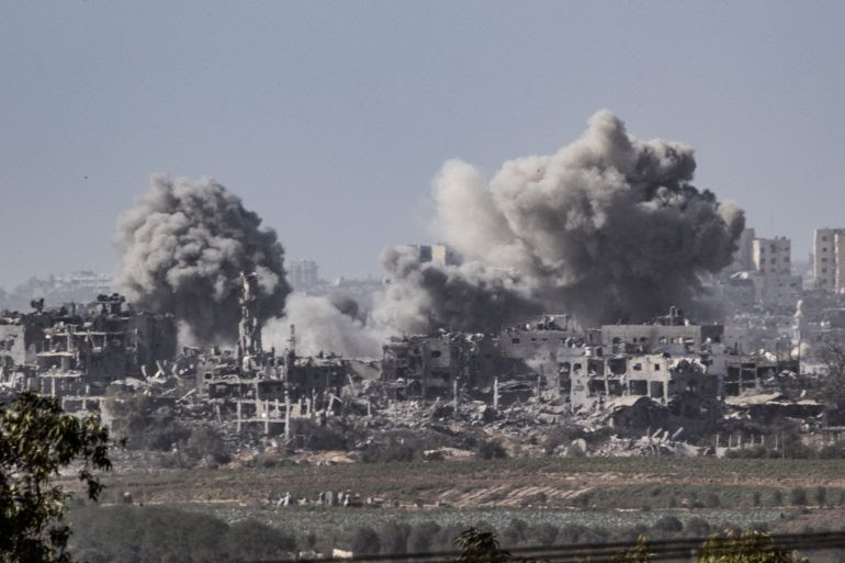 Smoke rises during an Israeli strike