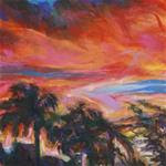 ORANGE + PALMS - 6" x 6" landscape pastel by Susan Roden - Posted on Thursday, November 20, 2014 by Susan Roden