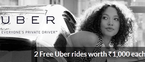 Get 2 Free Uber rides worth Rs.1,000 each @ Yatra