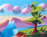 Mark Webster - Abstract Geometric Foothill River Landscape Oil Painting - Posted on Wednesday, November 26, 2014 by Mark Webster