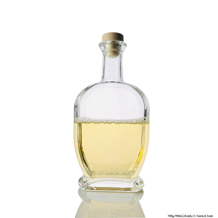 Super Flint 700ml Empty Flat Shape Clear Brandy Glass Bottle for Cognac
