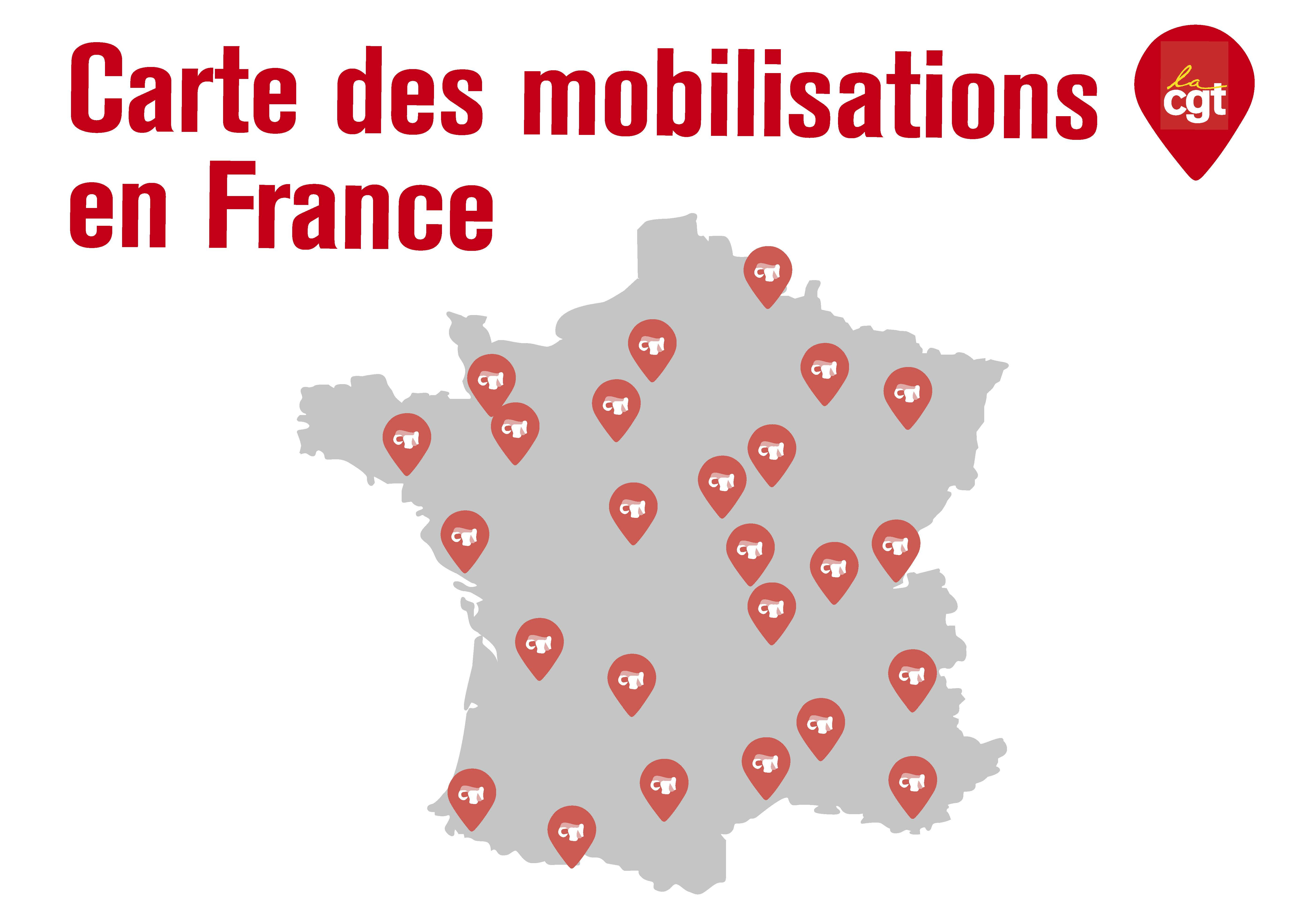 Carte des mobilisations en France