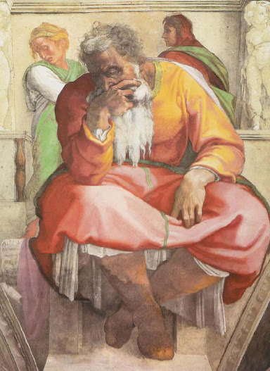 Detail of Michelangel's painting of Jeremiah on the Sistine Chapel ceiling